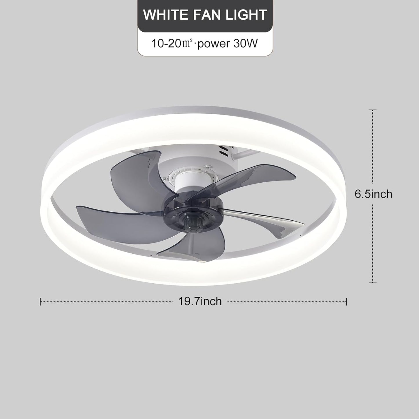 Ventilateur Plafond LED Blanc - Variateur Vitesse et Lumière - Télécommande