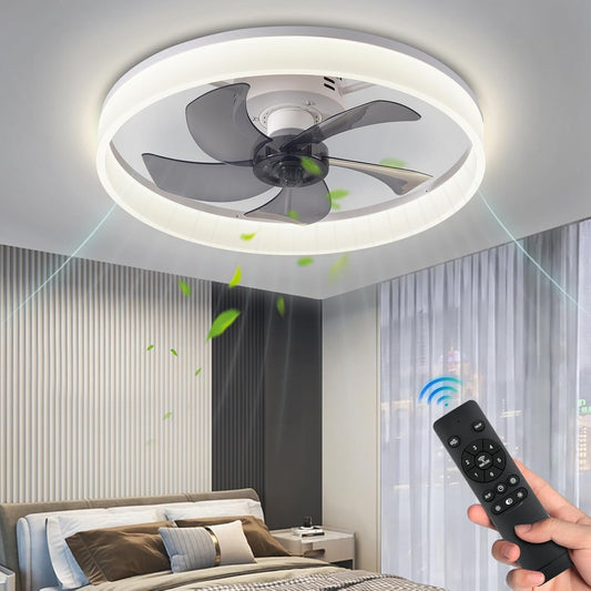 Ventilateur Plafond LED Blanc - Variateur Vitesse et Lumière - Télécommande